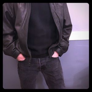 Perry Ellis black leather jacket XL